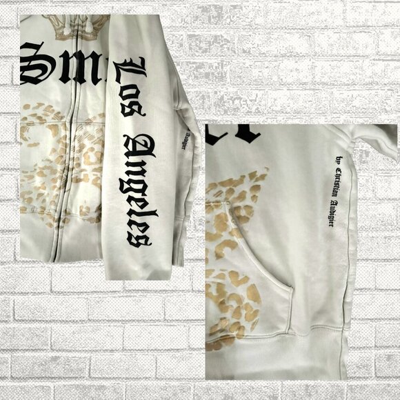 Vintage Y2K Off White SMET by Christian Audigier Hoodie - Size L - Picture 5 of 8